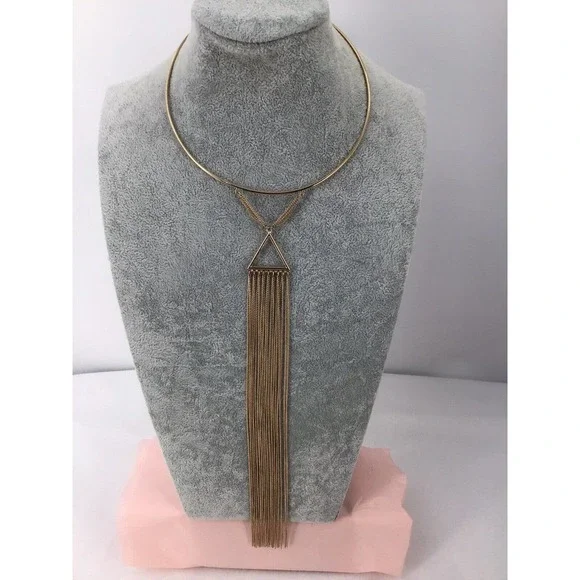 Iandry Fashion Matchstick Collar Necklace Gold Tone - Picture 1 of 10